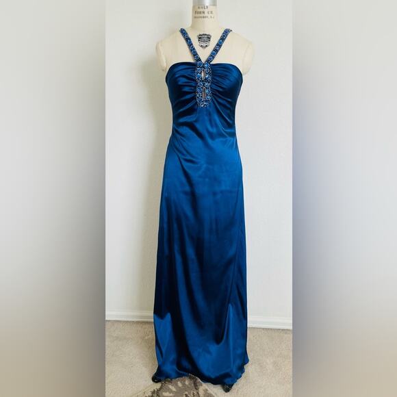 Navy Blue Beaded Prom/Evening Gown size 5 (S) - Picture 1 of 7